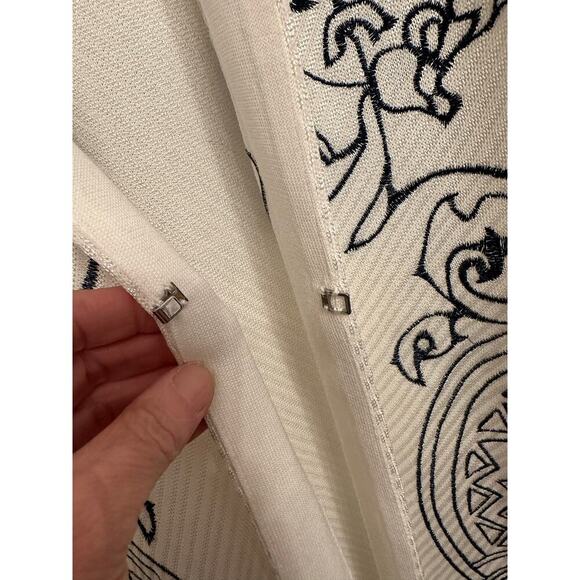 Misook White Embroidered Art Jacket Women’s Sz. L Sophisticated Versatile - Picture 7 of 11
